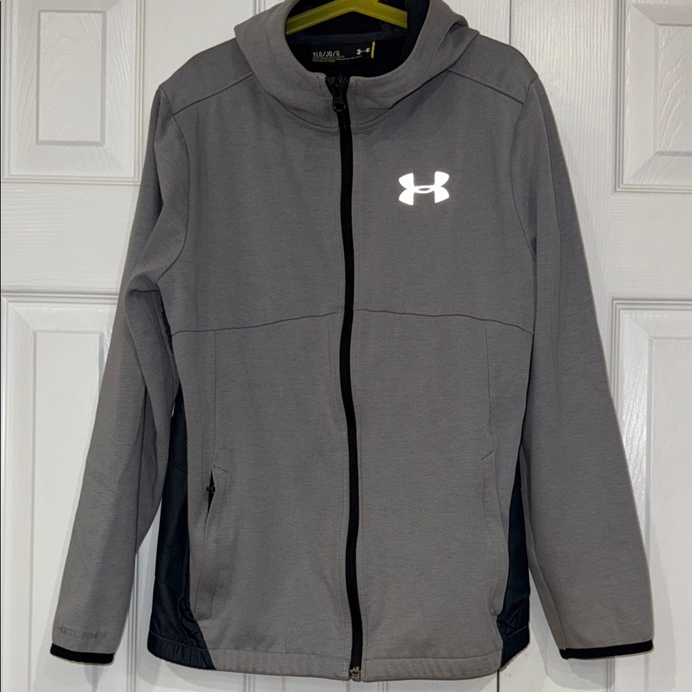 Under Armour Youth Gray Full-Zip Performance Hoodie Jacket size YLG /Youth Large
